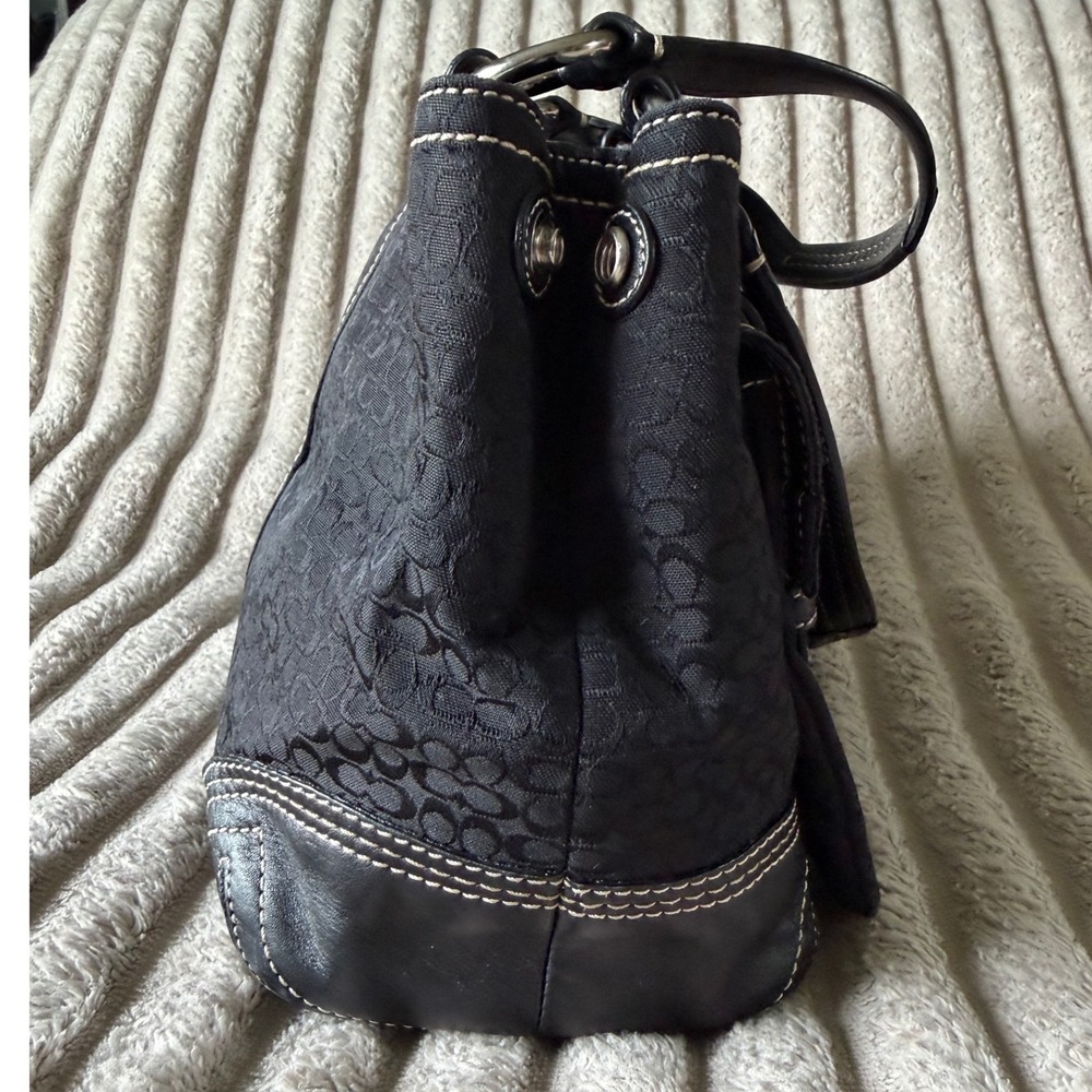 Coach Signature Soho Jacquard Satchel Black Leather Buckle Bag C05S-3646 - Picture 13 of 14